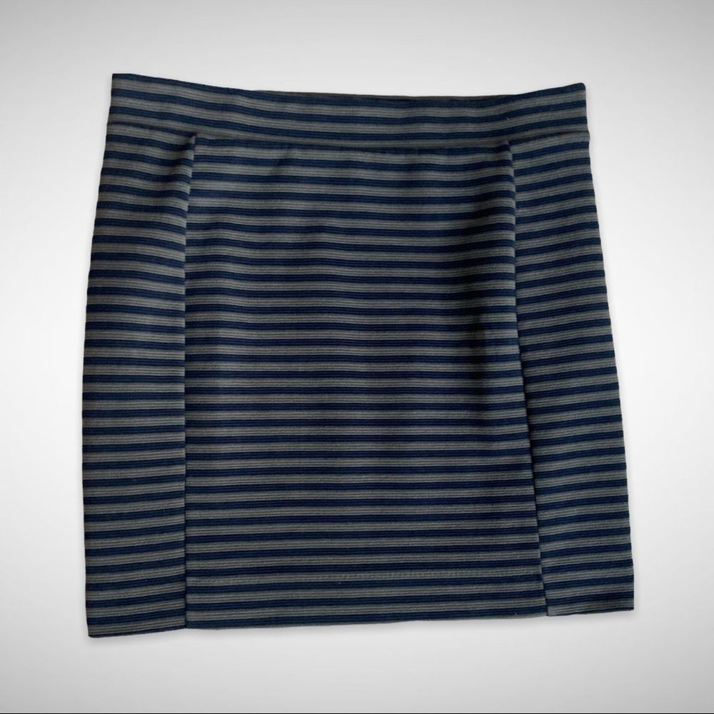 Madewell Striped Navy/Gray Mini Pencil Skirt, Medium